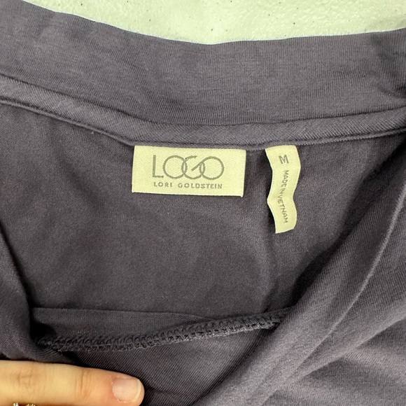 LOGO by Lori Goldstein Eggplant Two-Tone Tunic With Pockets - Picture 4 of 5